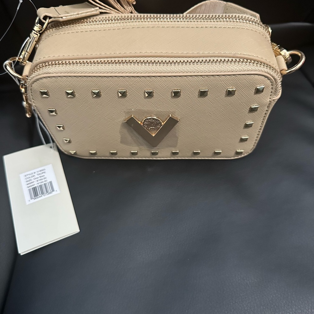Valentino Orlandi Beige Crossbody Bag with Gold Studded Accents - Picture 6 of 6
